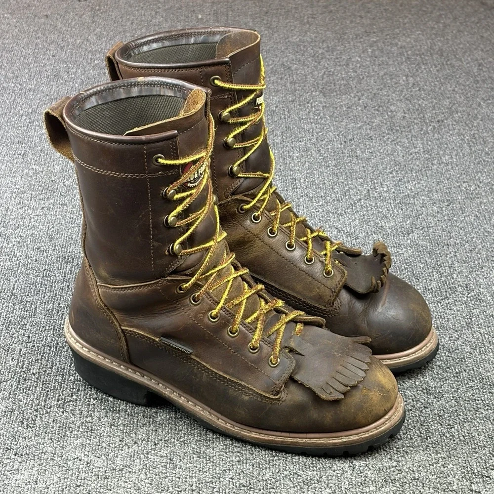 Field & Forest 1036 Brown Leather Waterproof Logger Boots Kiltie Mens Sz 10.5 D
